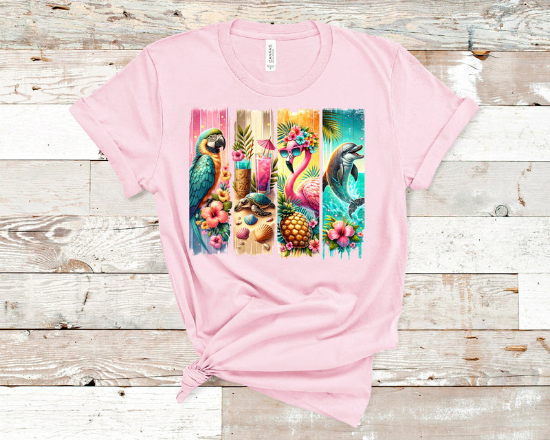 Tropical flamingo brushstroke