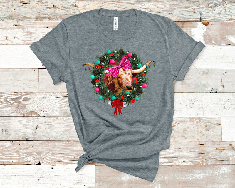 Longhorn Christmas wreath DTF