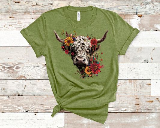 Highland cow floral DTF