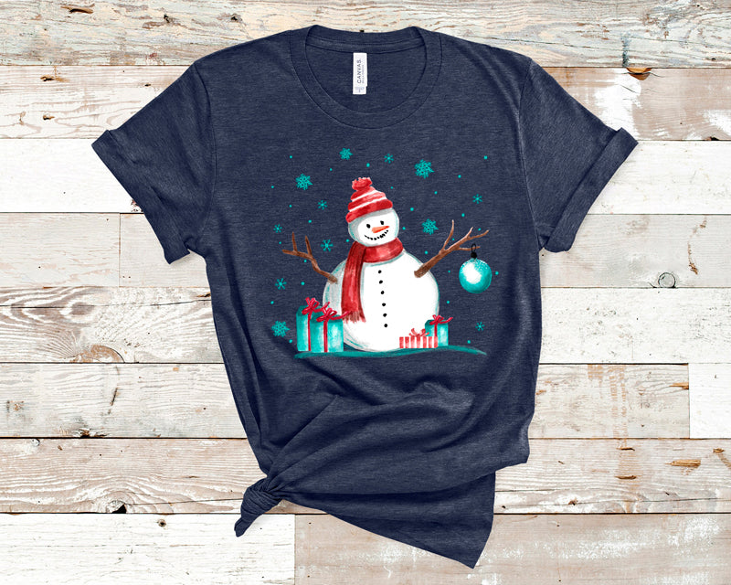 Snowman red and aqua DTF