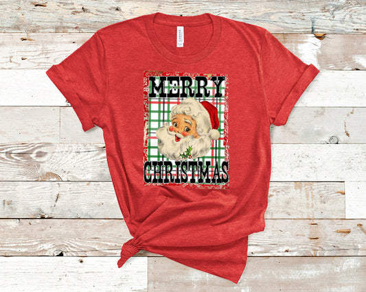 Santa merry Christmas plaid DTF