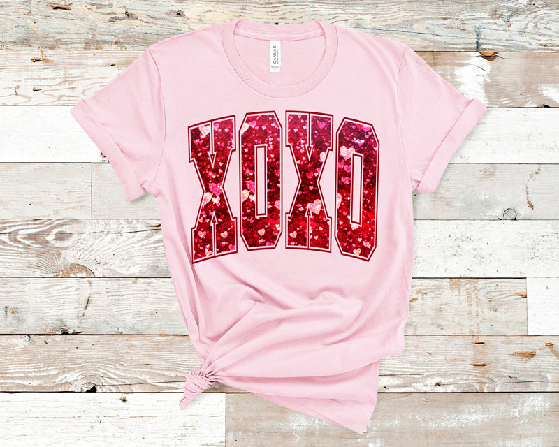 XOXO faux glitter DTF